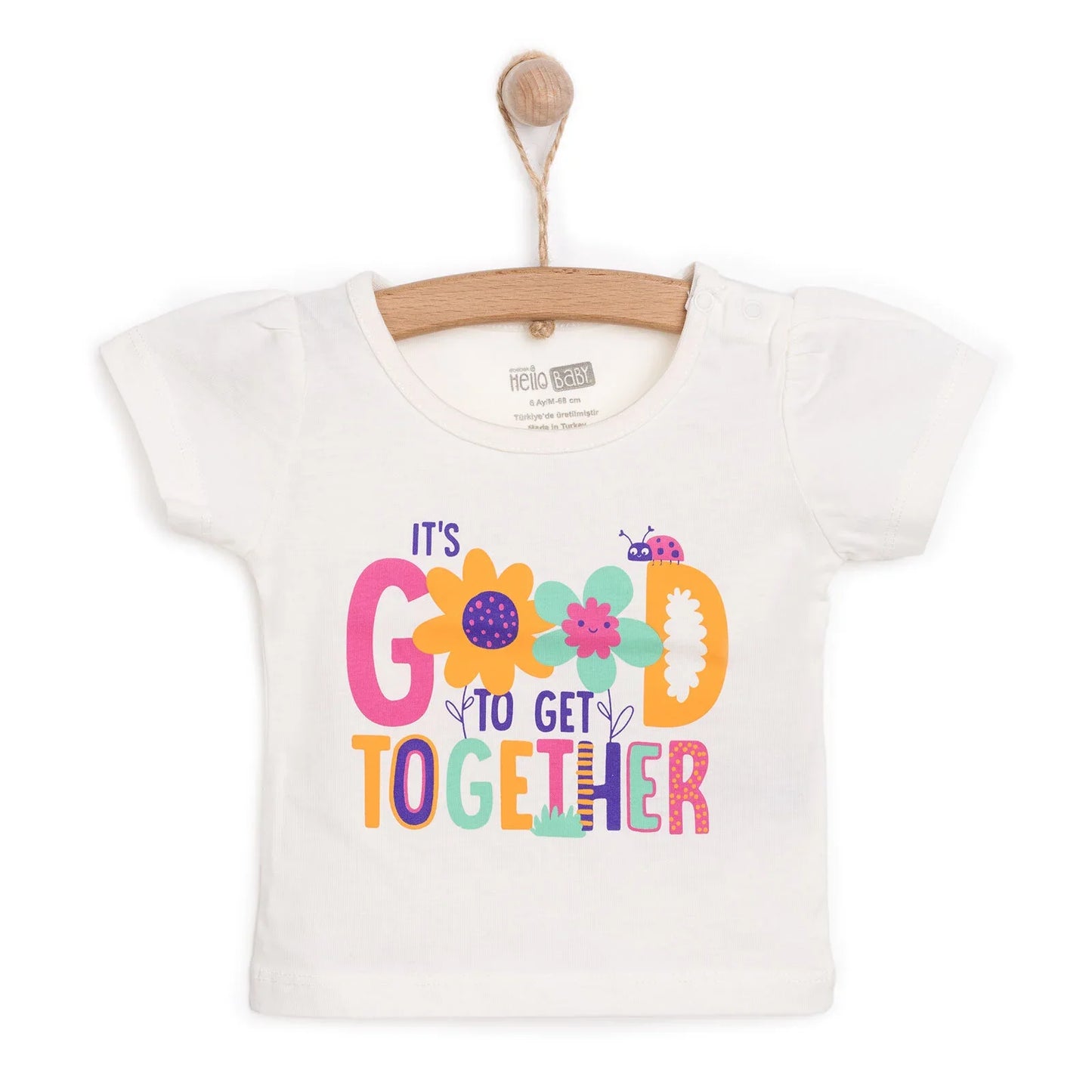 HelloBaby Basic Girl Text Patterned T-shirt - Ecru