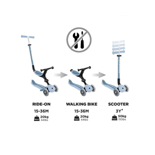 Globber Go Up Active Lights Eco Scooter - Blueberry