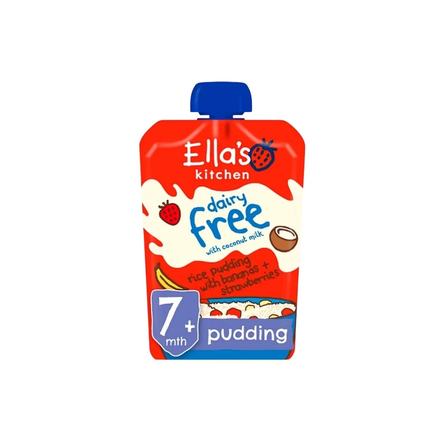 Ella's Kitchen Organic Dairy Free Rice Pudding with Bananas & Strawberries Baby Pouch 7+ months 80g