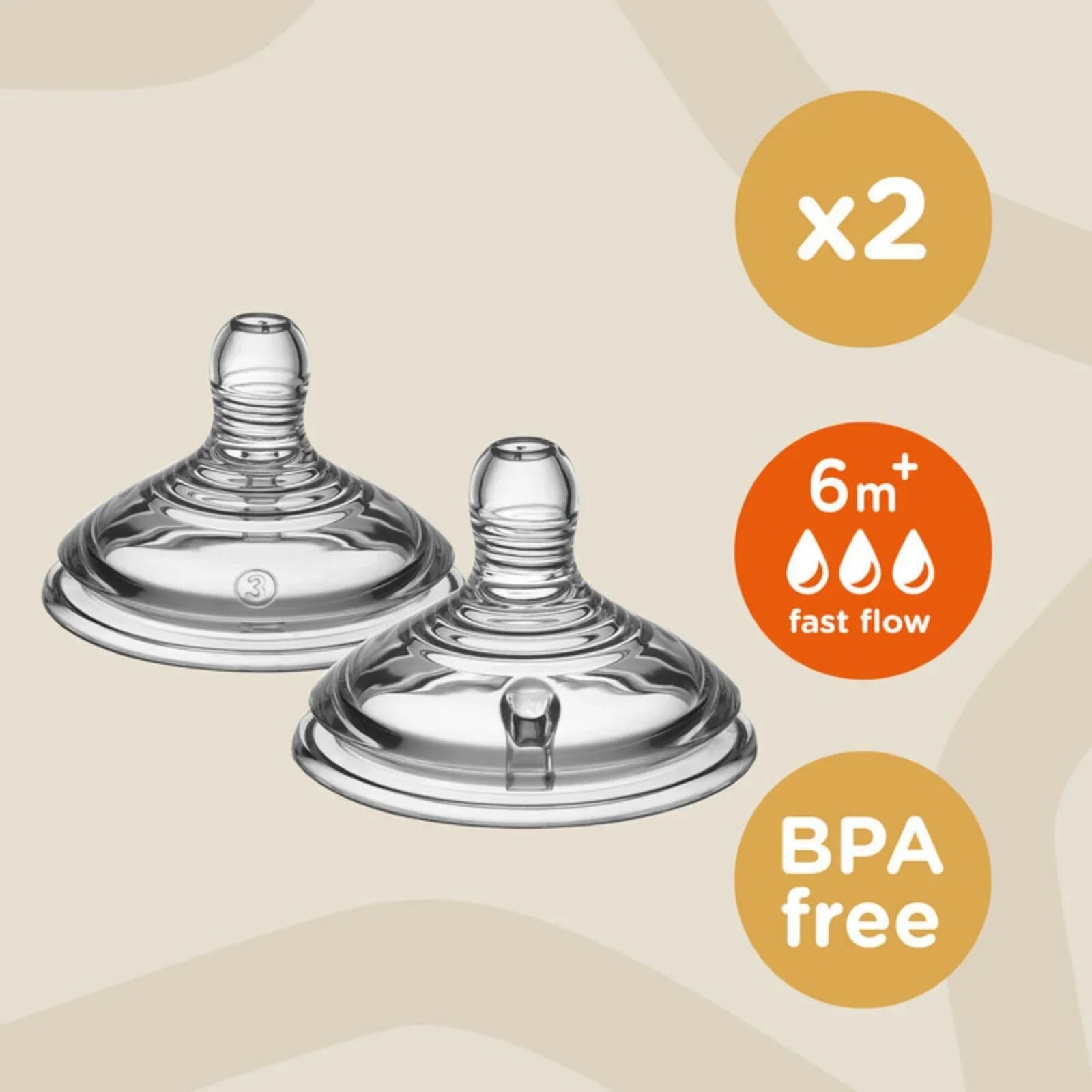 Tommee Tippee Closer to Nature Teat Fast Flow 6+ months Pack of 2