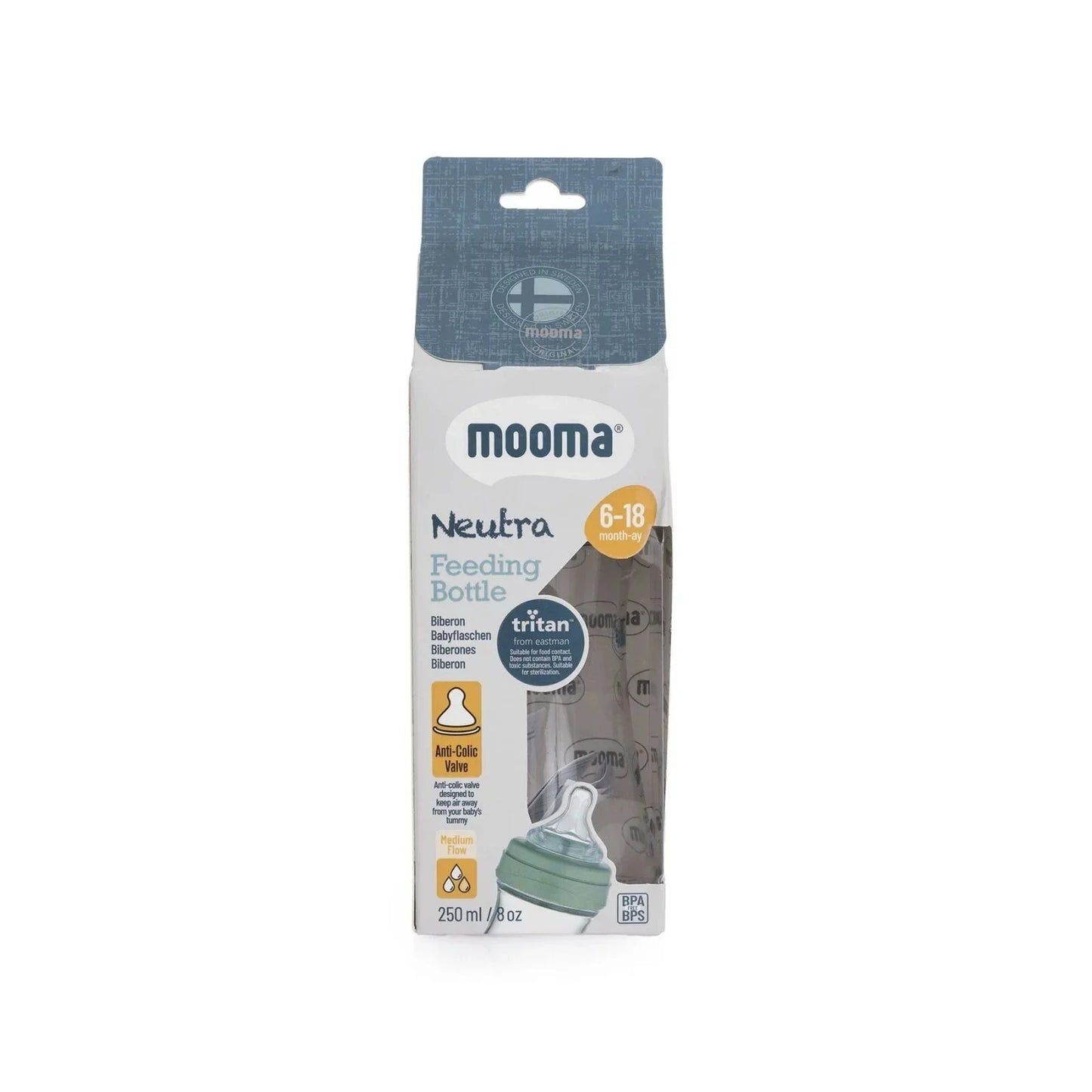 Mooma Neutra Tritan Bottle Medium Flow 6-18 months 250ml - Sage Green