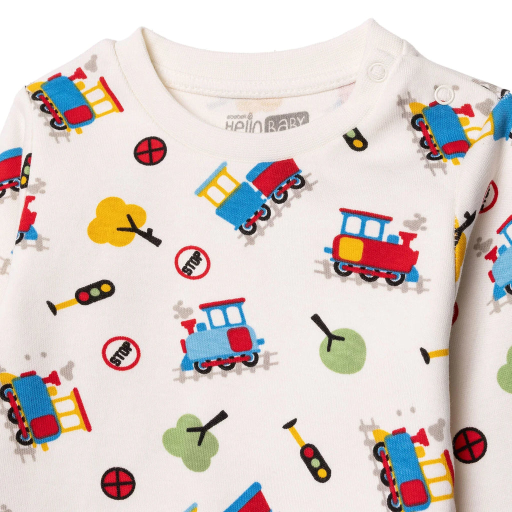 HelloBaby Christmas Baby Boy Long Sleeve Pyjamas Set - Ecru