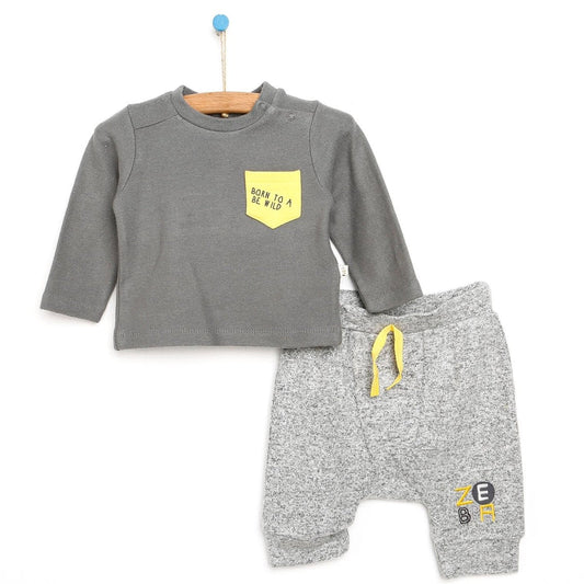 For My Baby Newborn Wild Sweatshirt-Foot - Grey Melange
