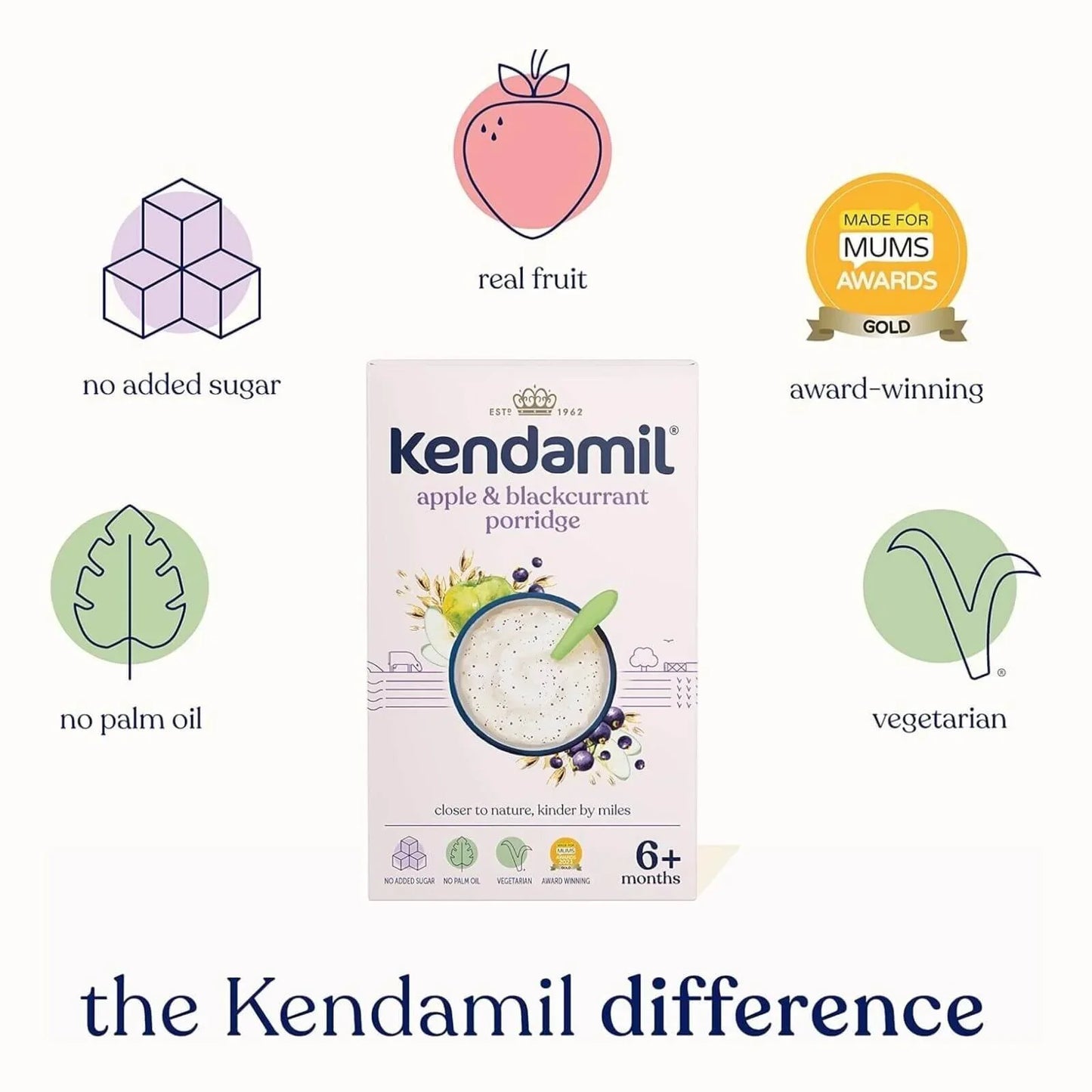 Kendamil Apple & Blackcurrant Porridge 6+ months 150g