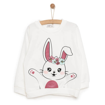 HelloBaby Baby Girl Rabbit Printed Sweatshirt - Ecru
