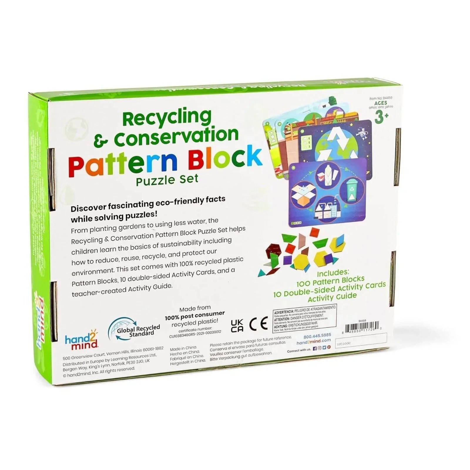hand2Mind Recycling & Conservation Pattern Block Puzzle Set