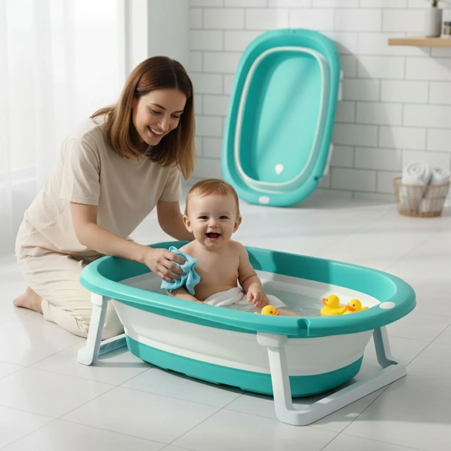 baby plus Foldable Bathtub with Plug