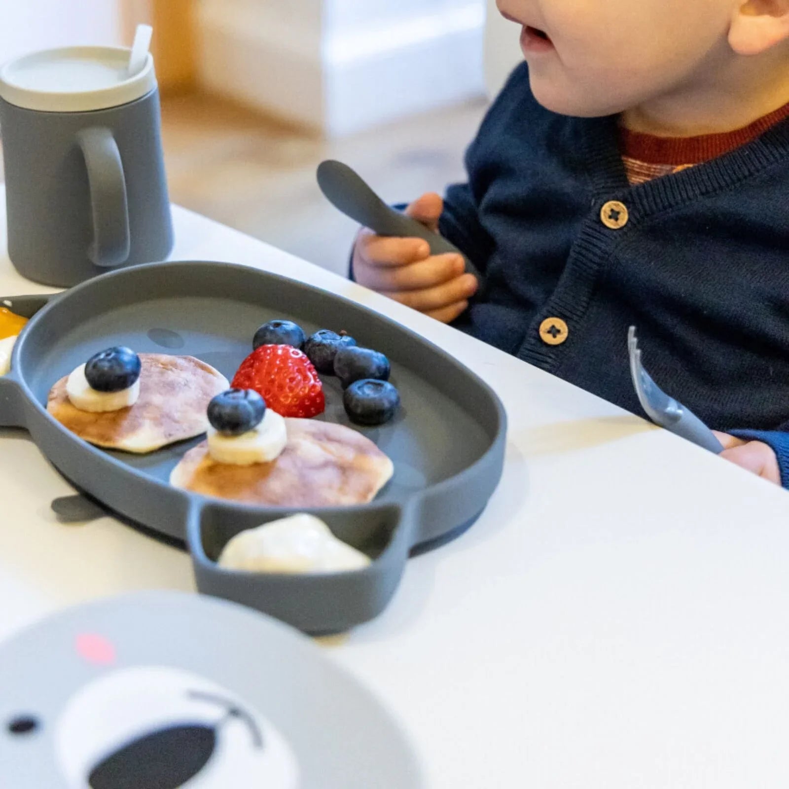 TUM TUM Silicone Weaning Bowl & Spoon Set Kev Koala - Grey