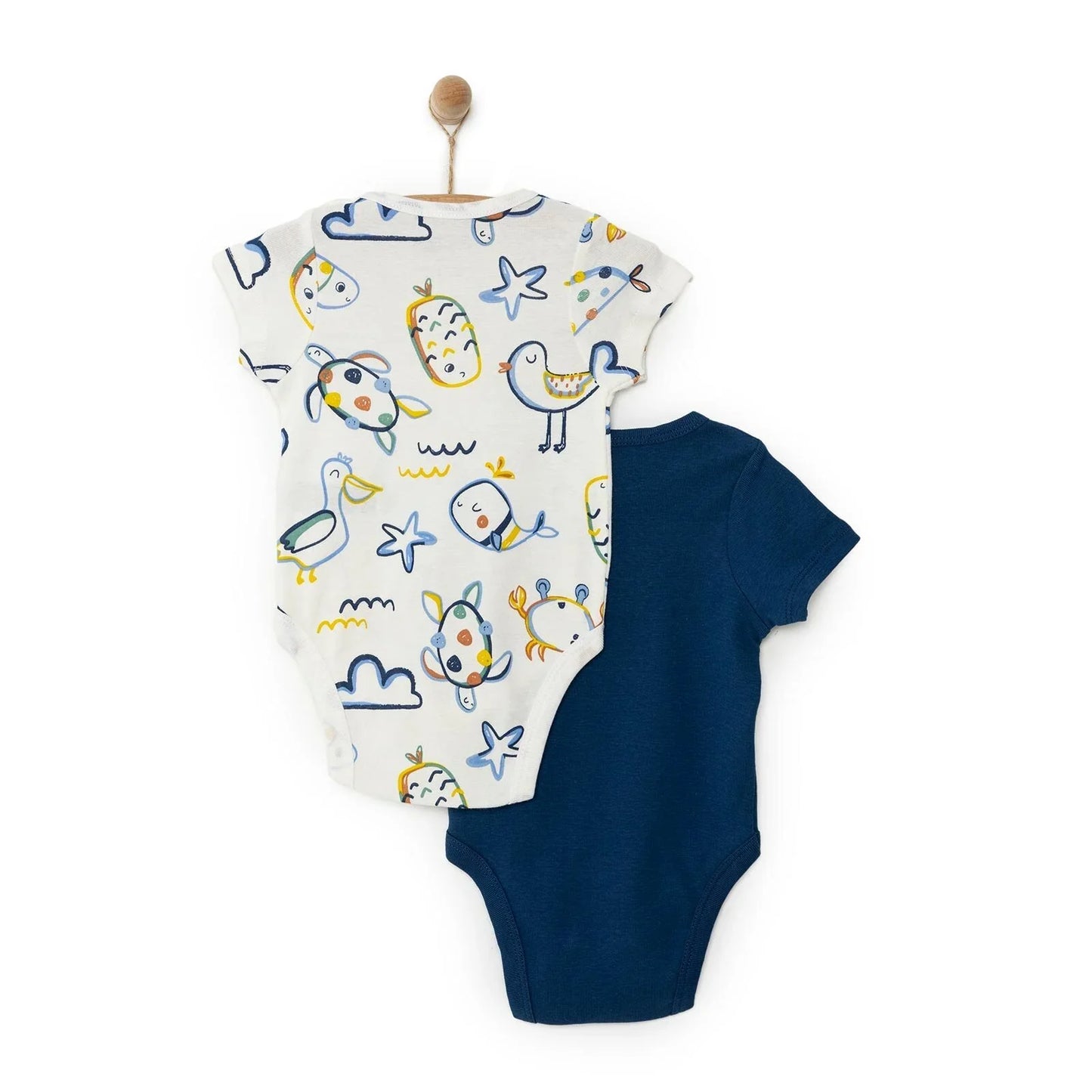 HelloBaby Baby Boy Short Sleeve Body 2 pcs - Navy Blue