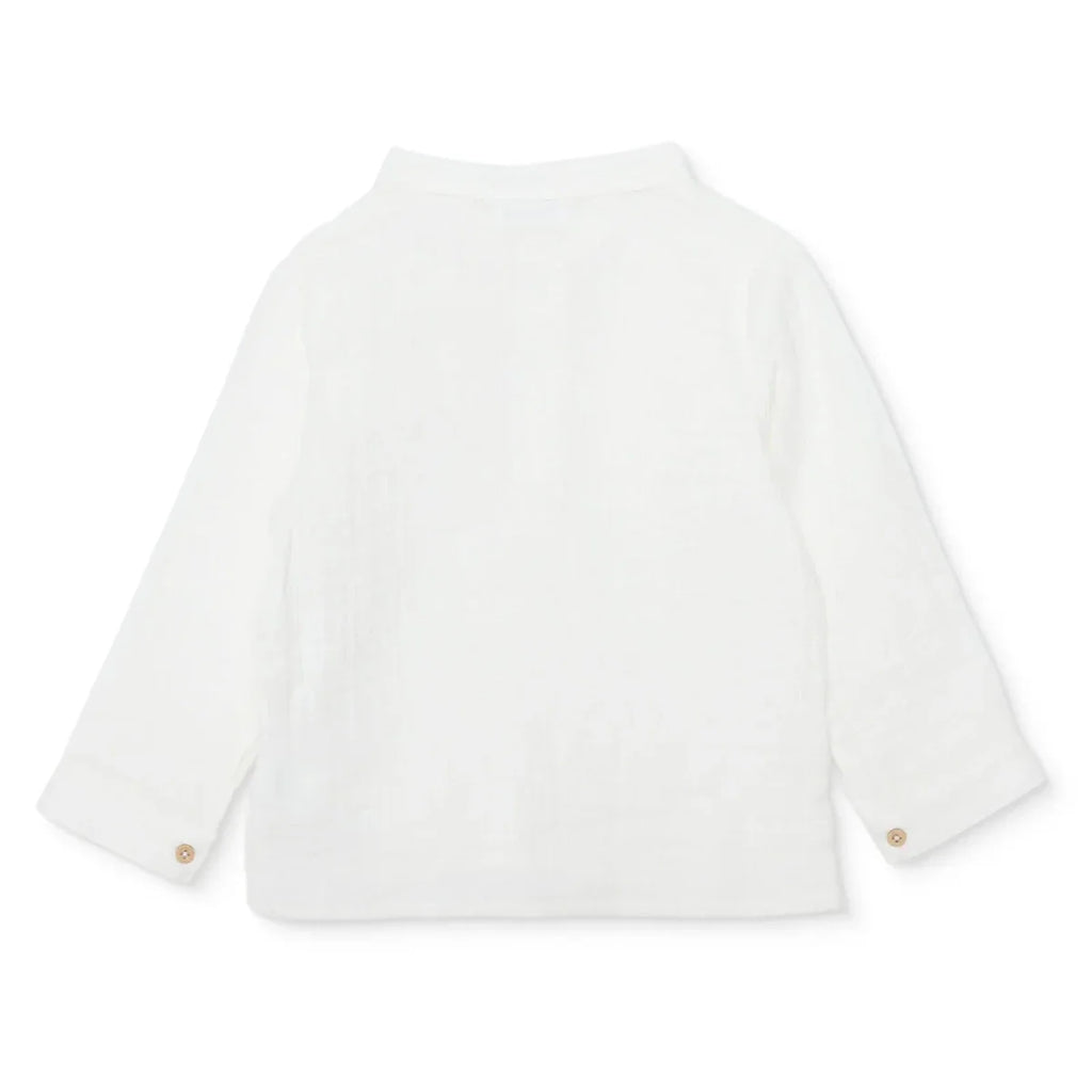 HelloBaby Boys Shirt Buttoned Little Sailor Mandarin Collar Long Sleeve - Ecru