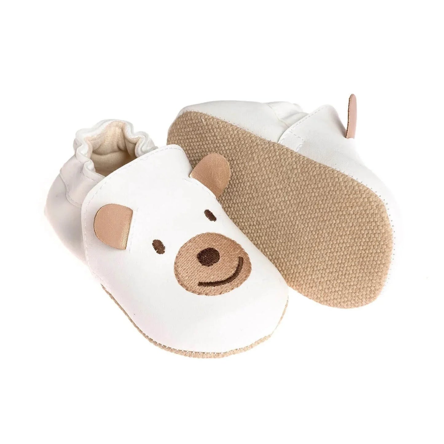 Papulin Unisex Bear Patterned Booties - White