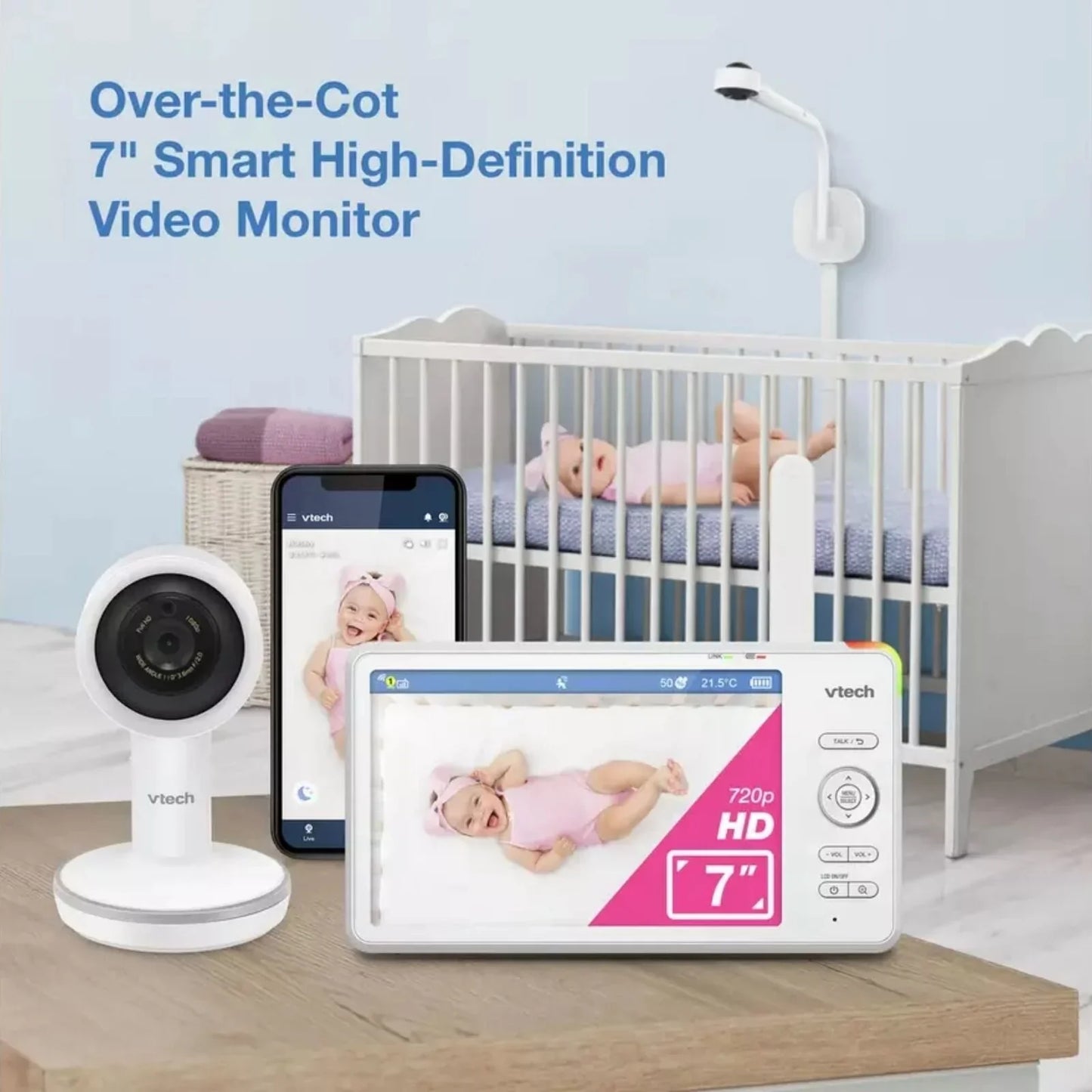 VTech RM7787 HD 7" Over-the-Cot Wi-Fi Baby Monitor