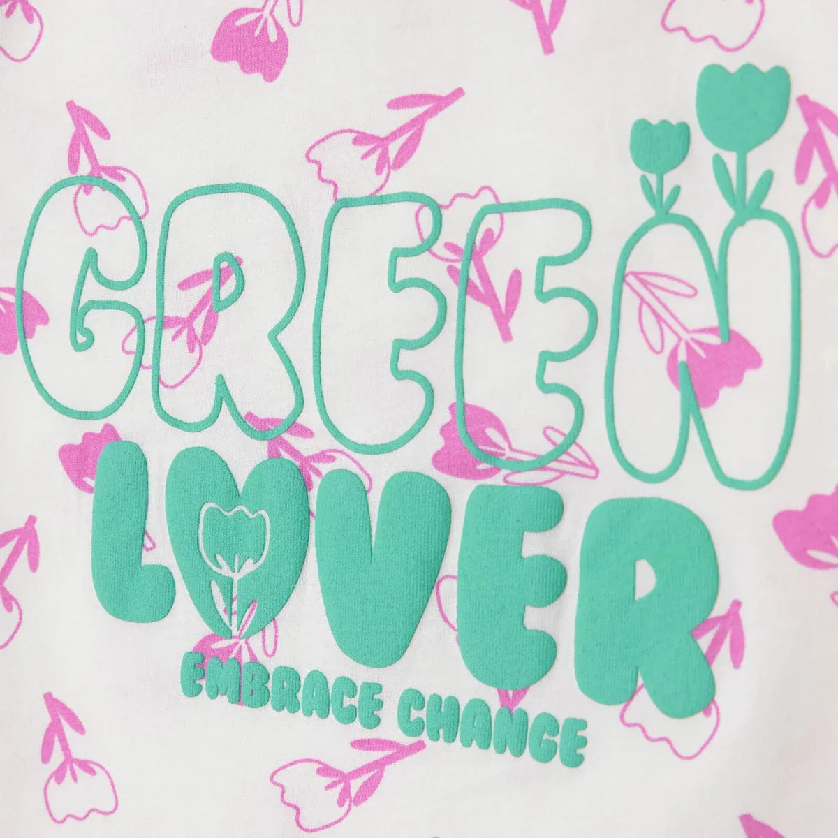 HelloBaby Girls T-shirt Floral Print Crew Neck Short Sleeve - Ecru Printed