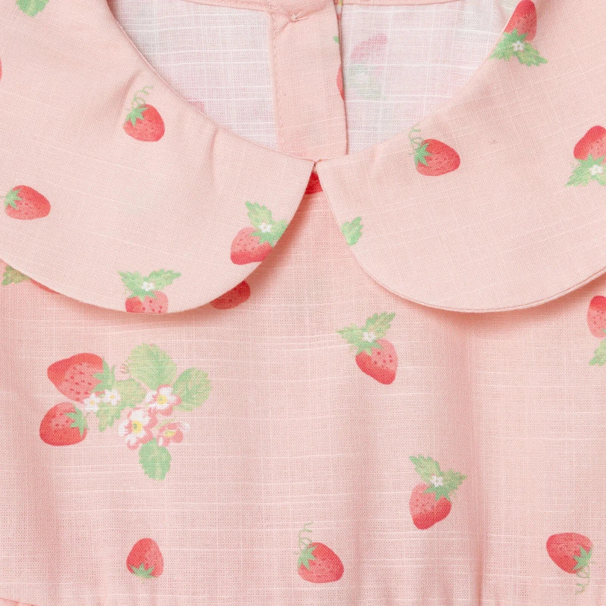 HelloBaby Girls Dress Cherry Print Buttoned Berry Belle Peter Pan Collar Short Sleeve - Pink Printed