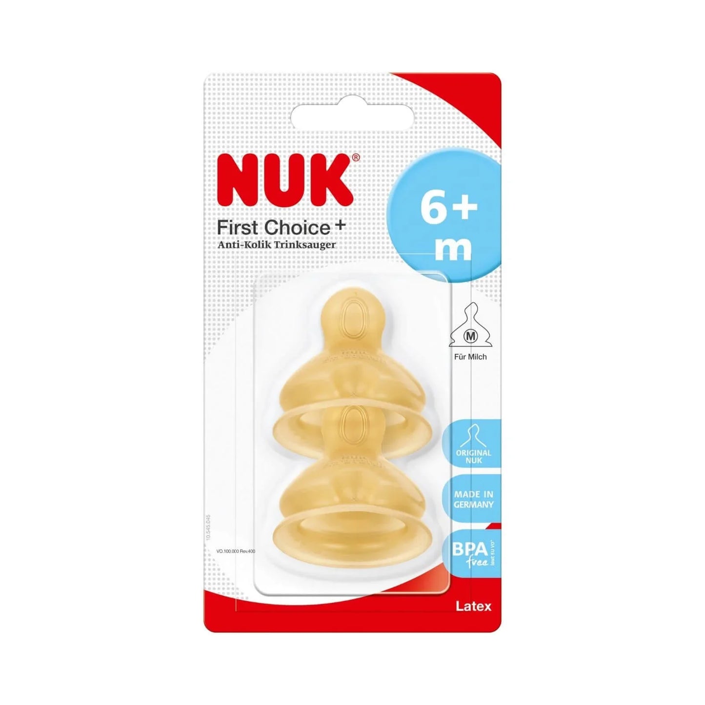 NUK First Choice+ Wide Latex Teats Medium Hole 6+ months