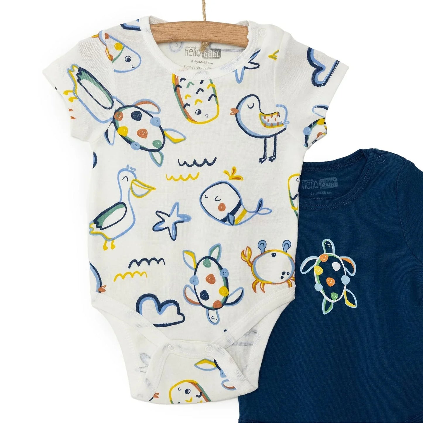 HelloBaby Baby Boy Short Sleeve Body 2 pcs - Navy Blue