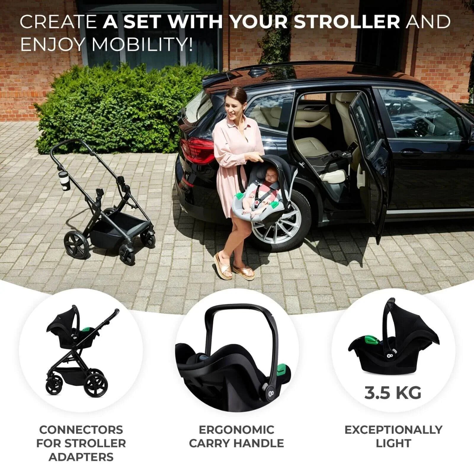 Kinderkraft Newly Mink Pro 4-in-1 Travel System - Classic Black