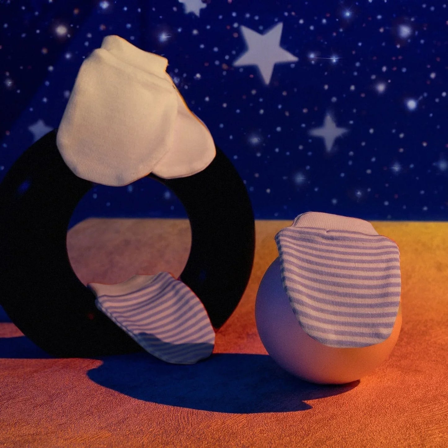 HelloBaby Newborn Striped-Straight Mittens - Blue