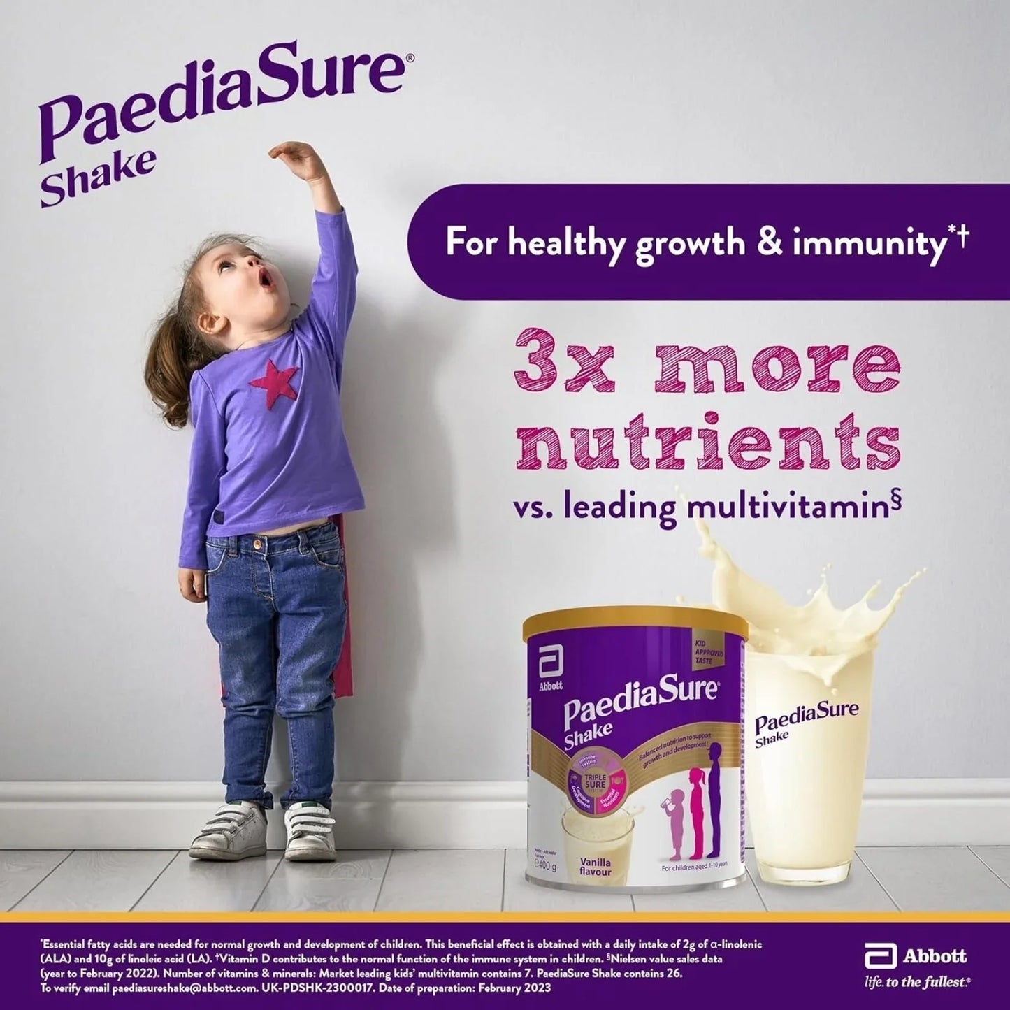 PaediaSure Shake Vanilla Flavoured Nutritional Supplement Powder for Kids 850g