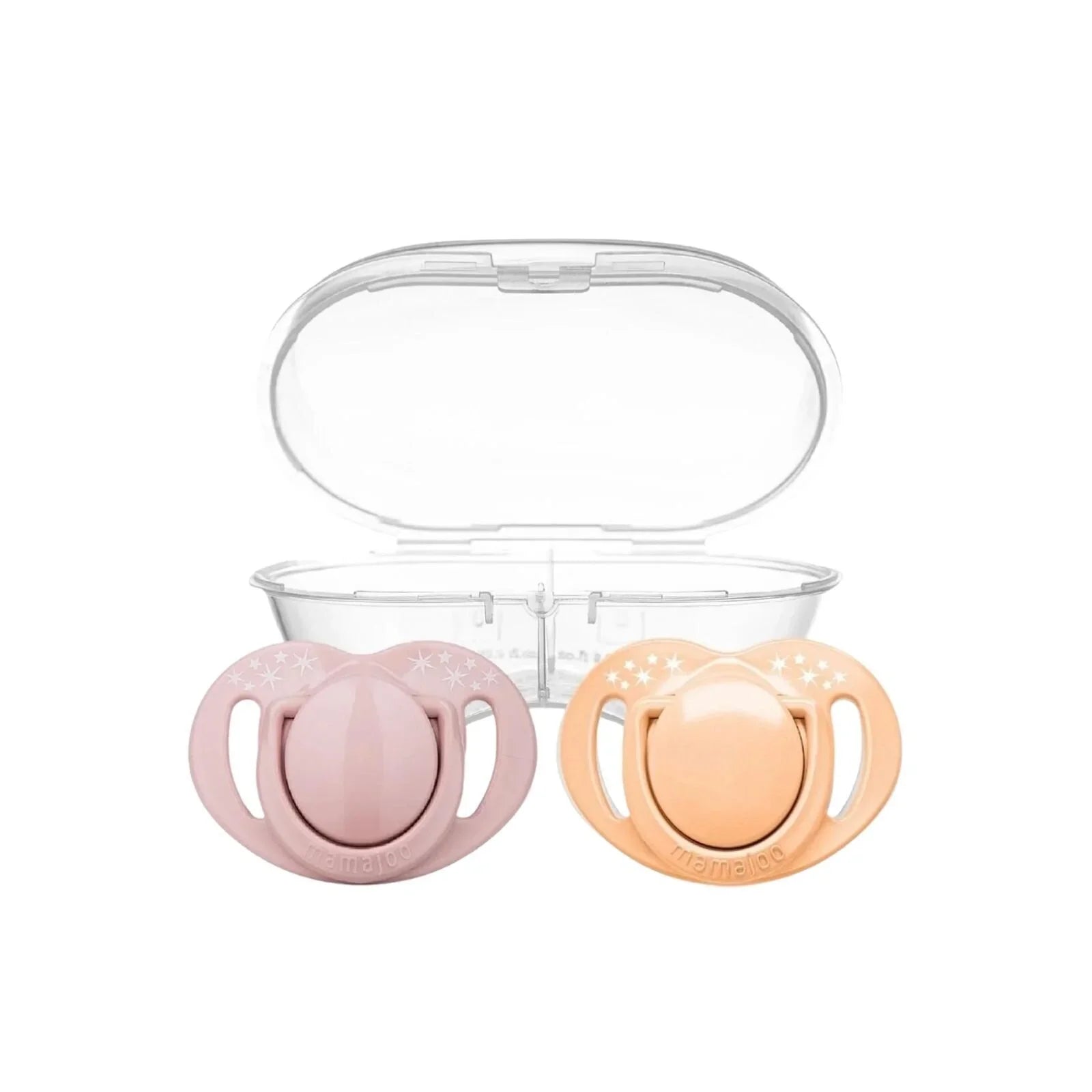 Mamajoo Orthodontic Soothers with Steriliser Box 6+ months Pack of 2 - Powder Pink & Blush