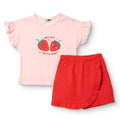 HelloBaby Girls Blouse & Shorts Set Strawberry Print Berry Belle Crew Neck Short Length Short Sleeve - Pink