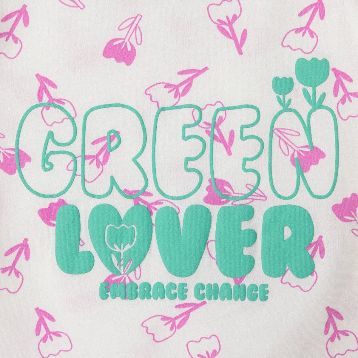 HelloBaby Girls T-shirt Floral Print Crew Neck Short Sleeve - Ecru Printed