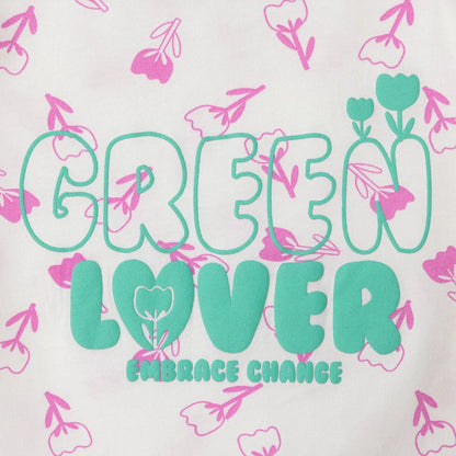 HelloBaby Girls T-shirt Floral Print Crew Neck Short Sleeve - Ecru Printed