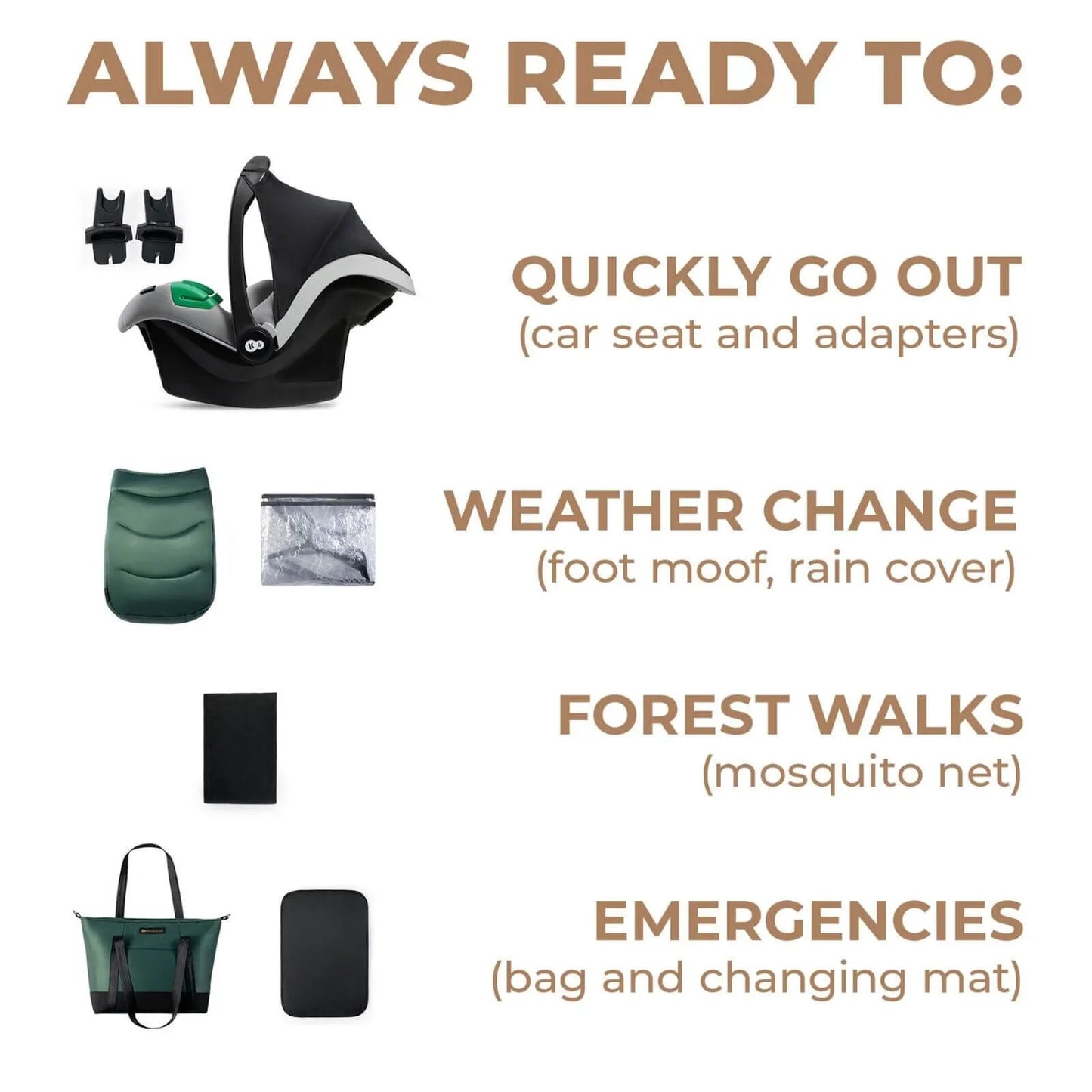 Kinderkraft 3-in-1 Mink Pro Prime 2 Travel System with Car Seat - Dark Green