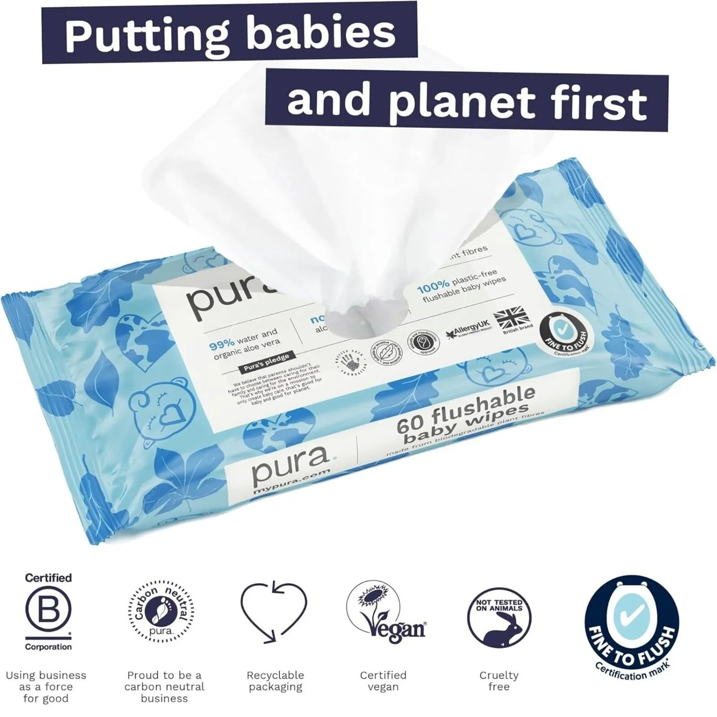 Pura Wipes Flushable 18x60 pcs