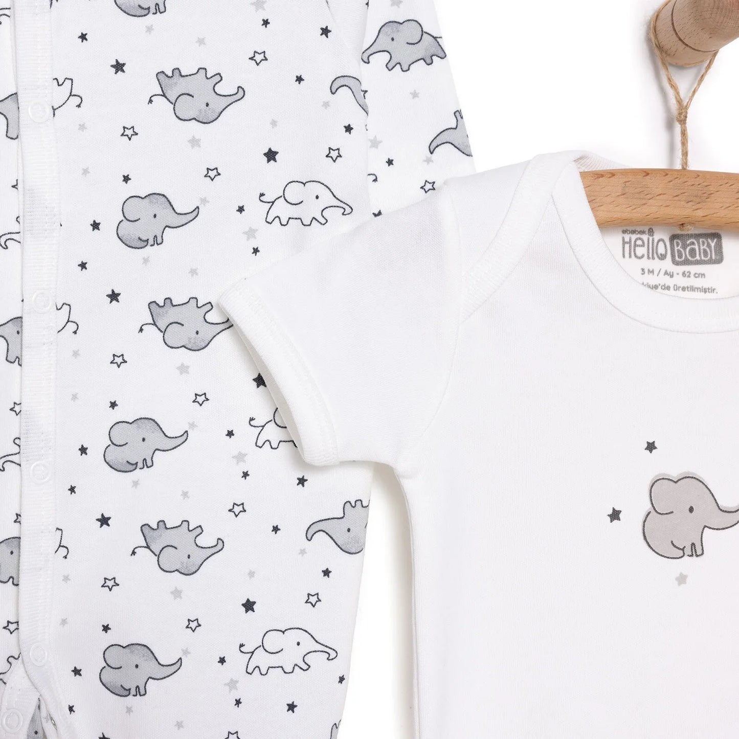 HelloBaby Newborn Baby Cute Elephant Jumpsuit - Ecru