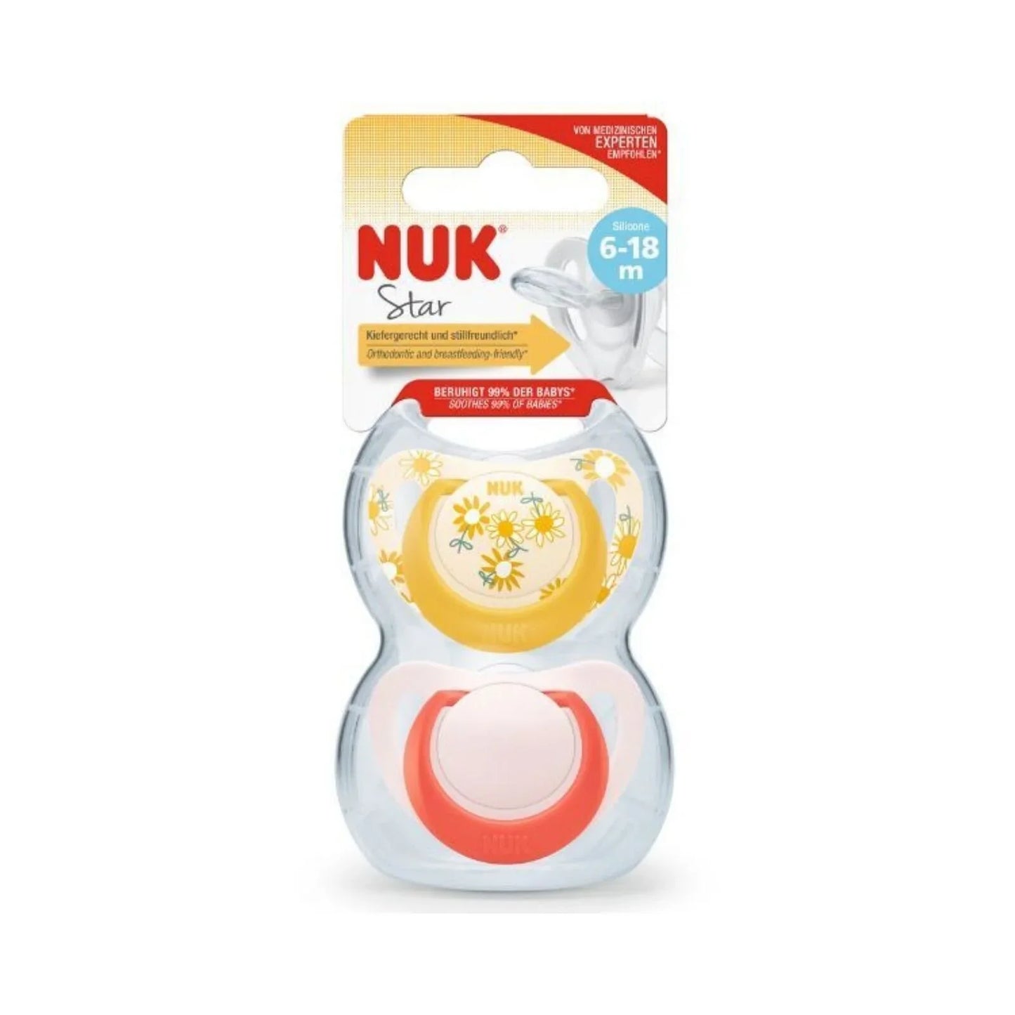 NUK Star Soother 6-18 months Pack of 2 - Red