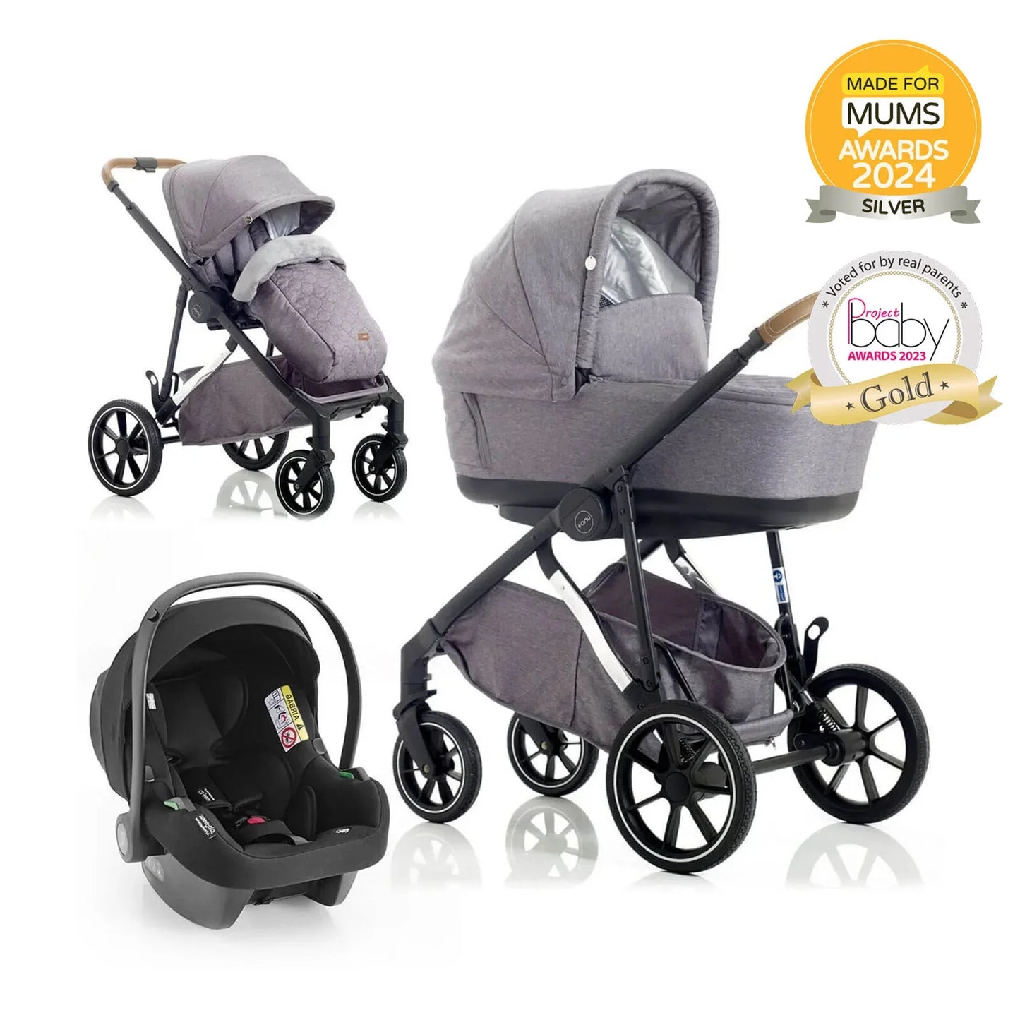 Mee-Go UNO Plus 3-in-1 Travel System - Grey/Chrome