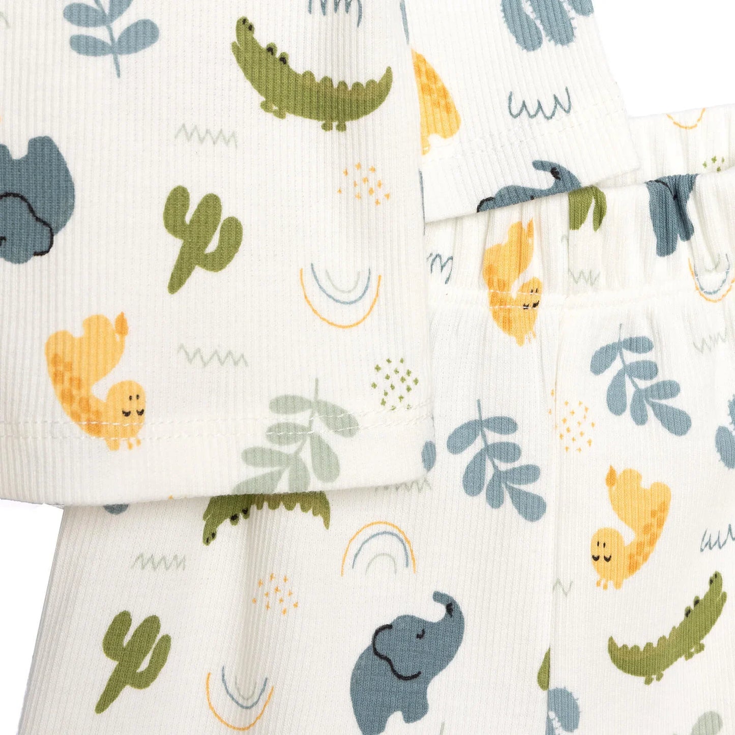 HelloBaby Baby Boy Elephant Printed Long Sleeve Pyjamas 2 pcs - Ecru