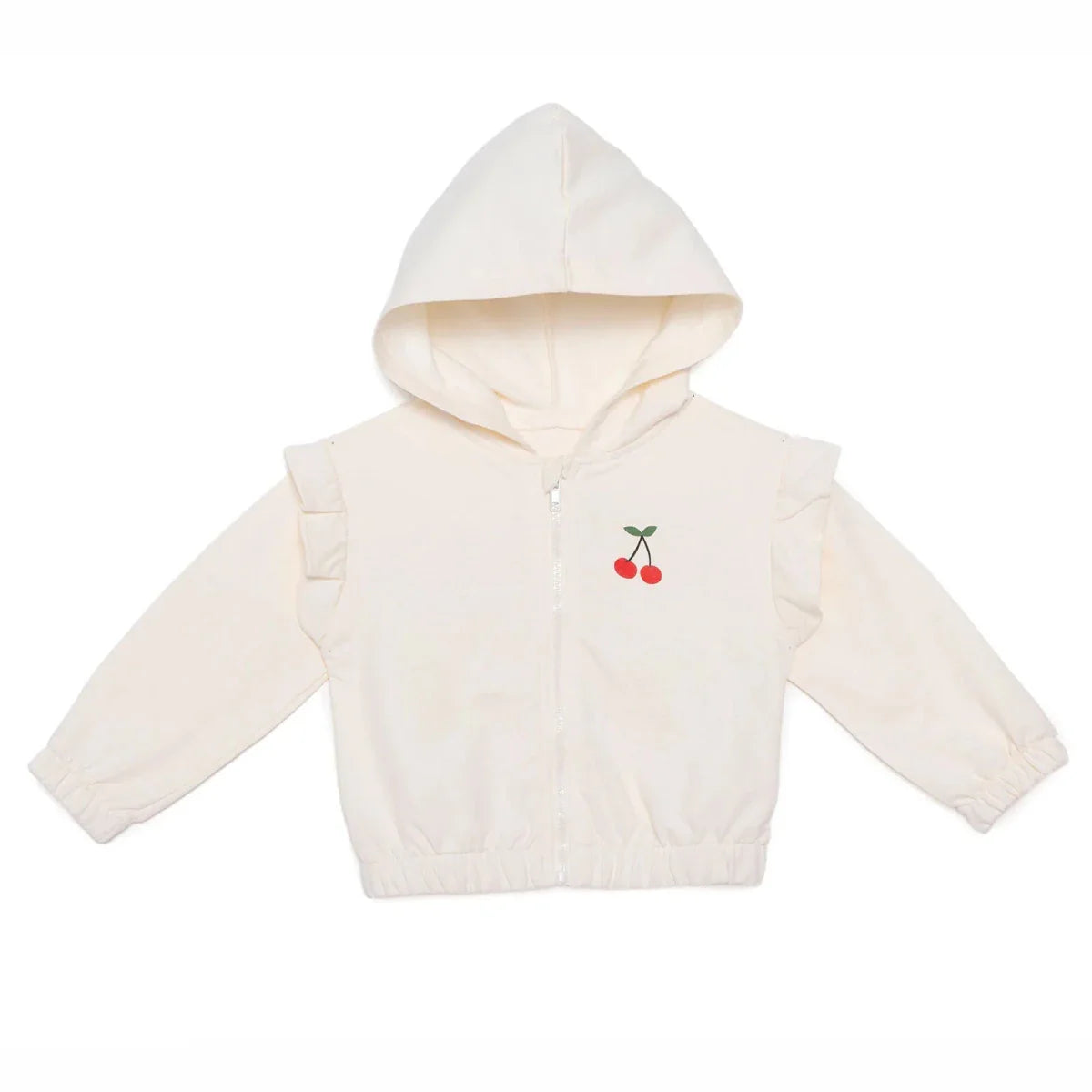 HelloBaby Girls Hooded Cardigan Crew Neck Long Sleeve - Ecru