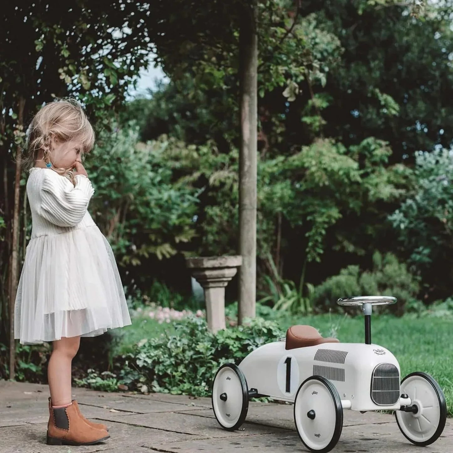 Vilac Ride On Metal Car Toy - Off White