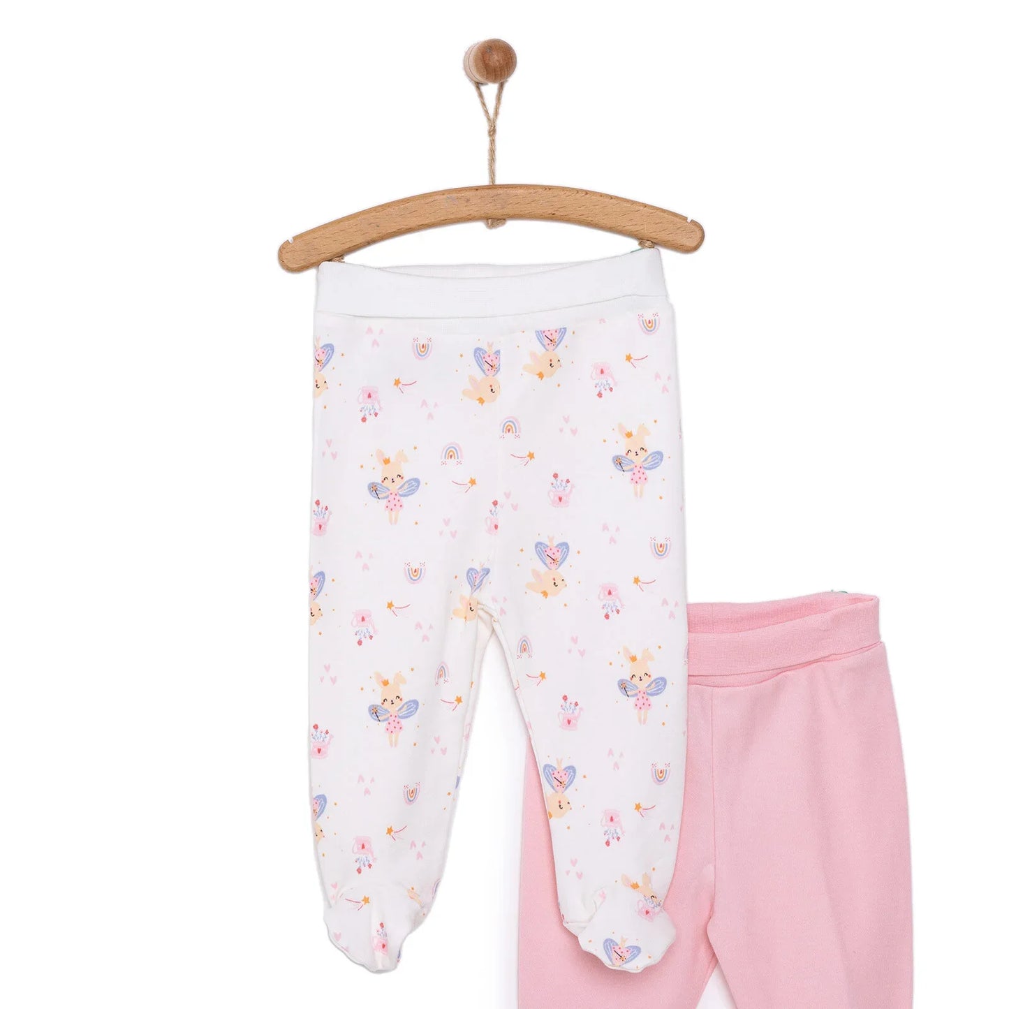 HelloBaby Newborn 2 Pcs Footed Leggings - Pink