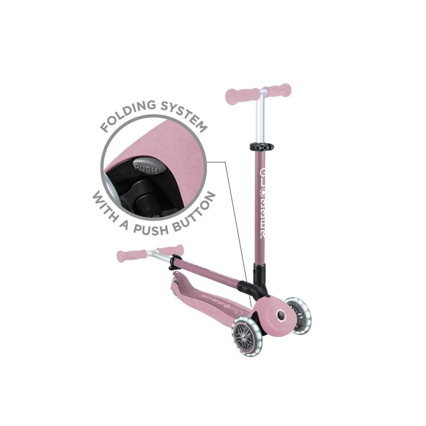 Globber Go Up Active Lights Eco Scooter - Berry