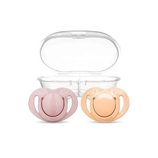 Mamajoo Orthodontic Soothers with Steriliser Box 12+ months Pack of 2 - Powder Pink & Blush