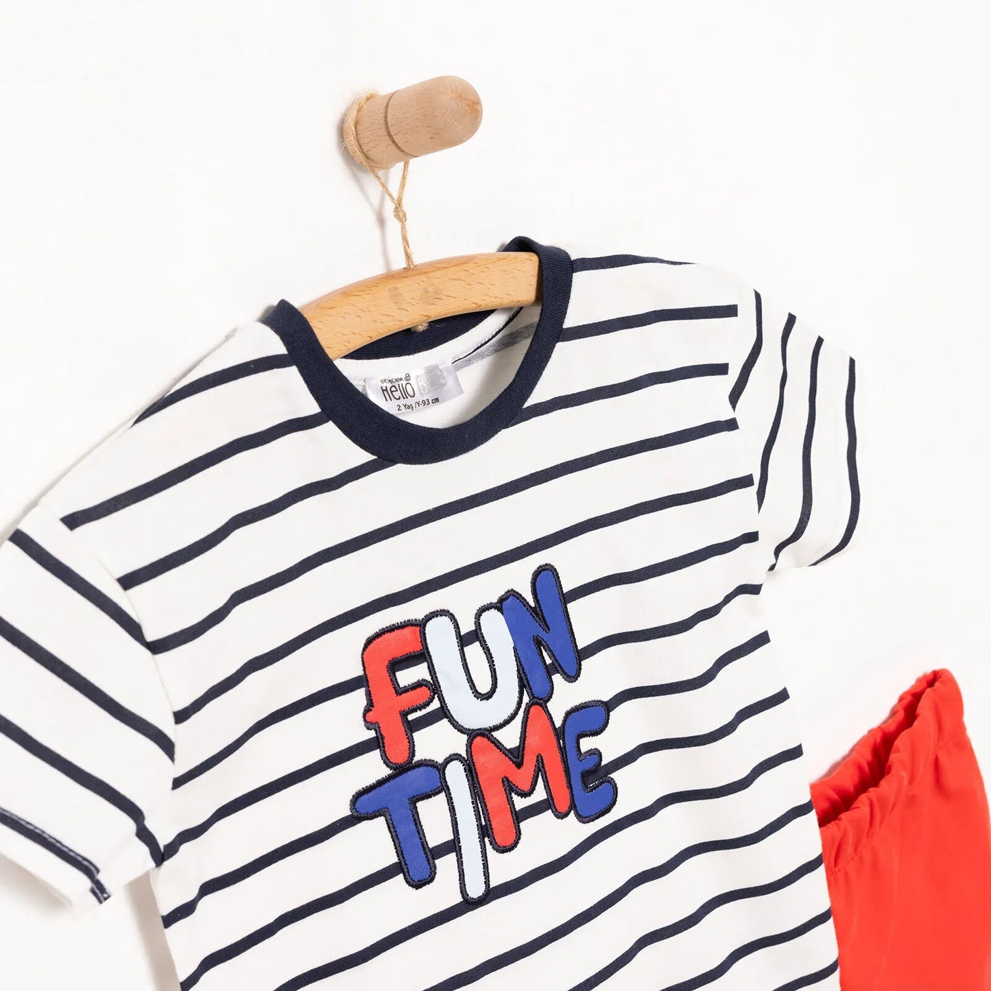 HelloBaby Motto Boy Boy Tshirt-Short - Ecru