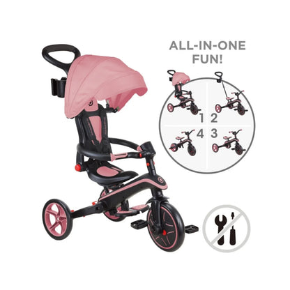 Globber Explorer Trike Foldable 4 in 1 - Deep Pastel Pink