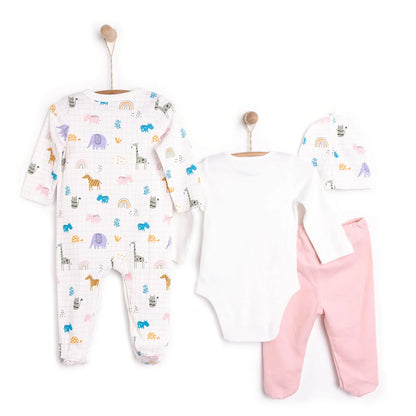 HelloBaby Newborn Unisex 4 pcs Starter Set - Light Pink
