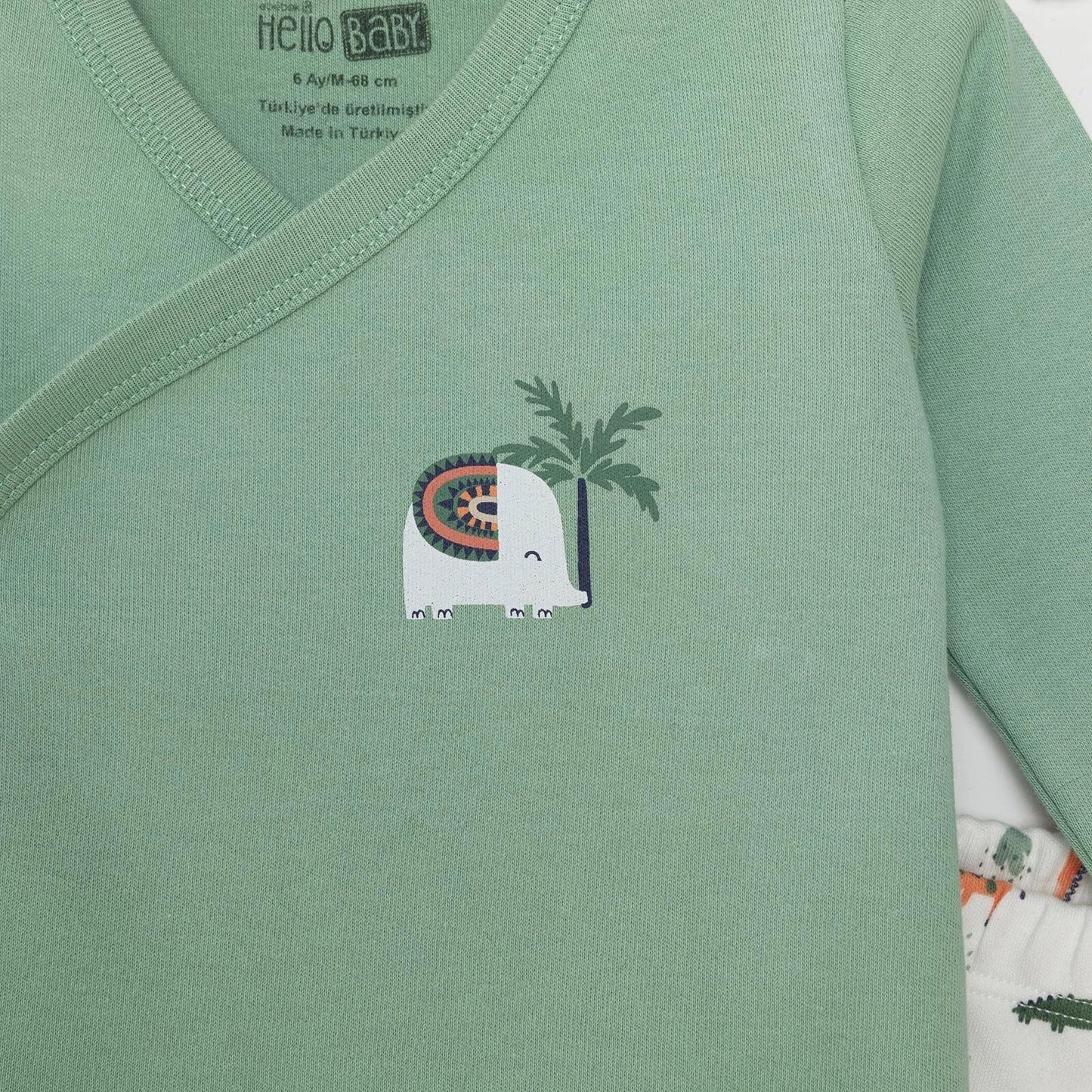 HelloBaby Baby Boy Footed Bottom & Hat & Jumpsuit - Ecru