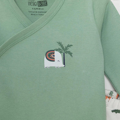 HelloBaby Baby Boy Footed Bottom & Hat & Jumpsuit - Ecru