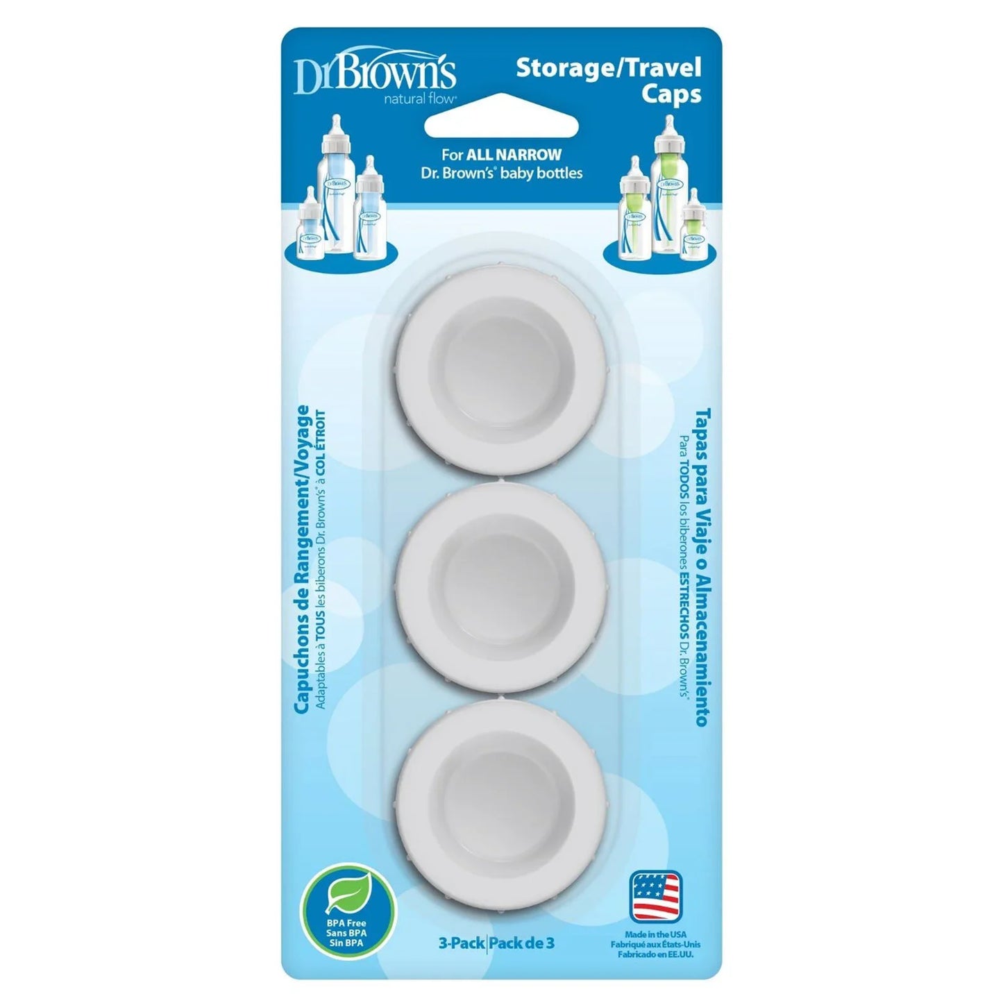 Dr. Brown's Travel Caps Narrow Neck 3 pcs