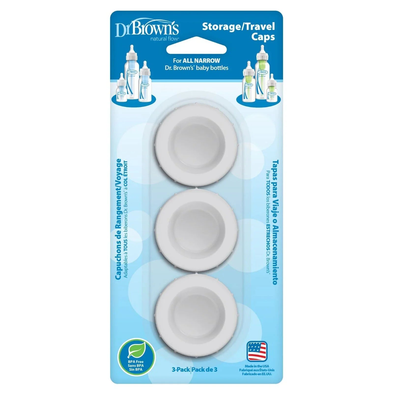 Dr. Brown's Travel Caps Narrow Neck 3 pcs