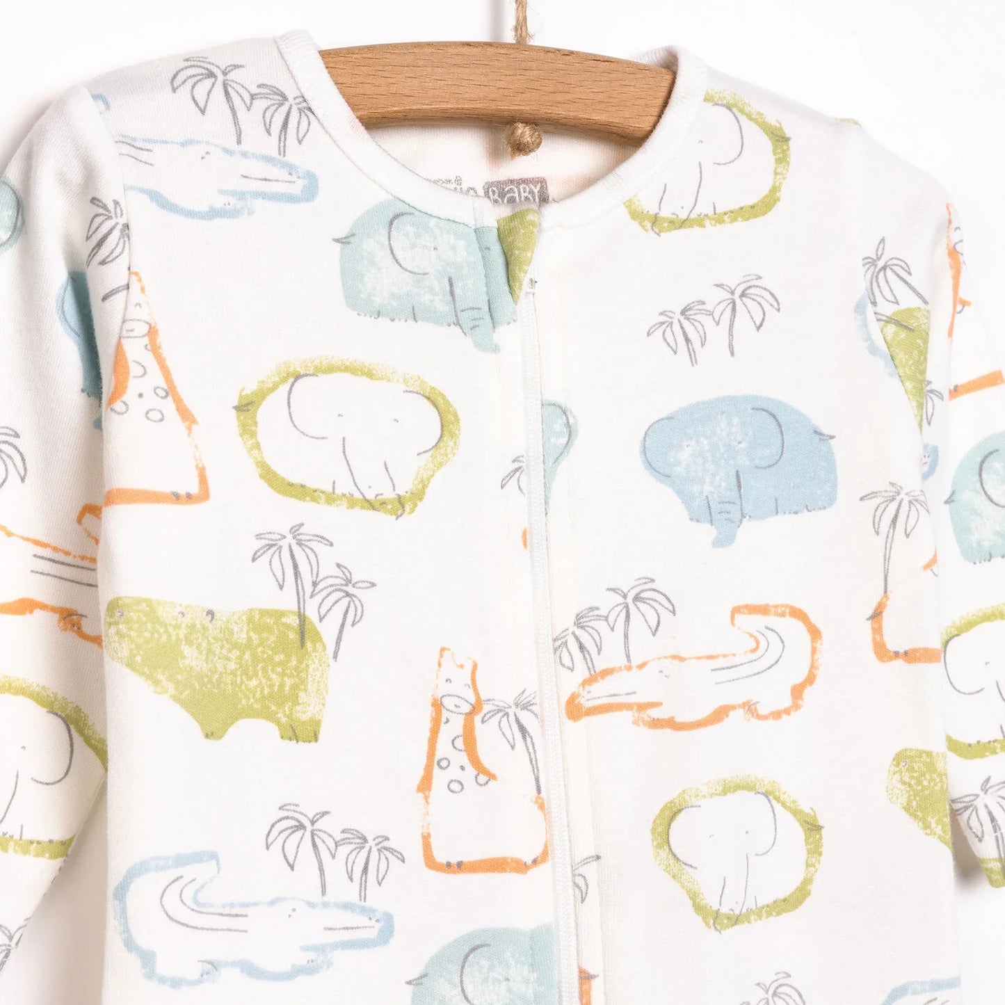 HelloBaby Newborn Boy Footed Jumpsuit - Ecru