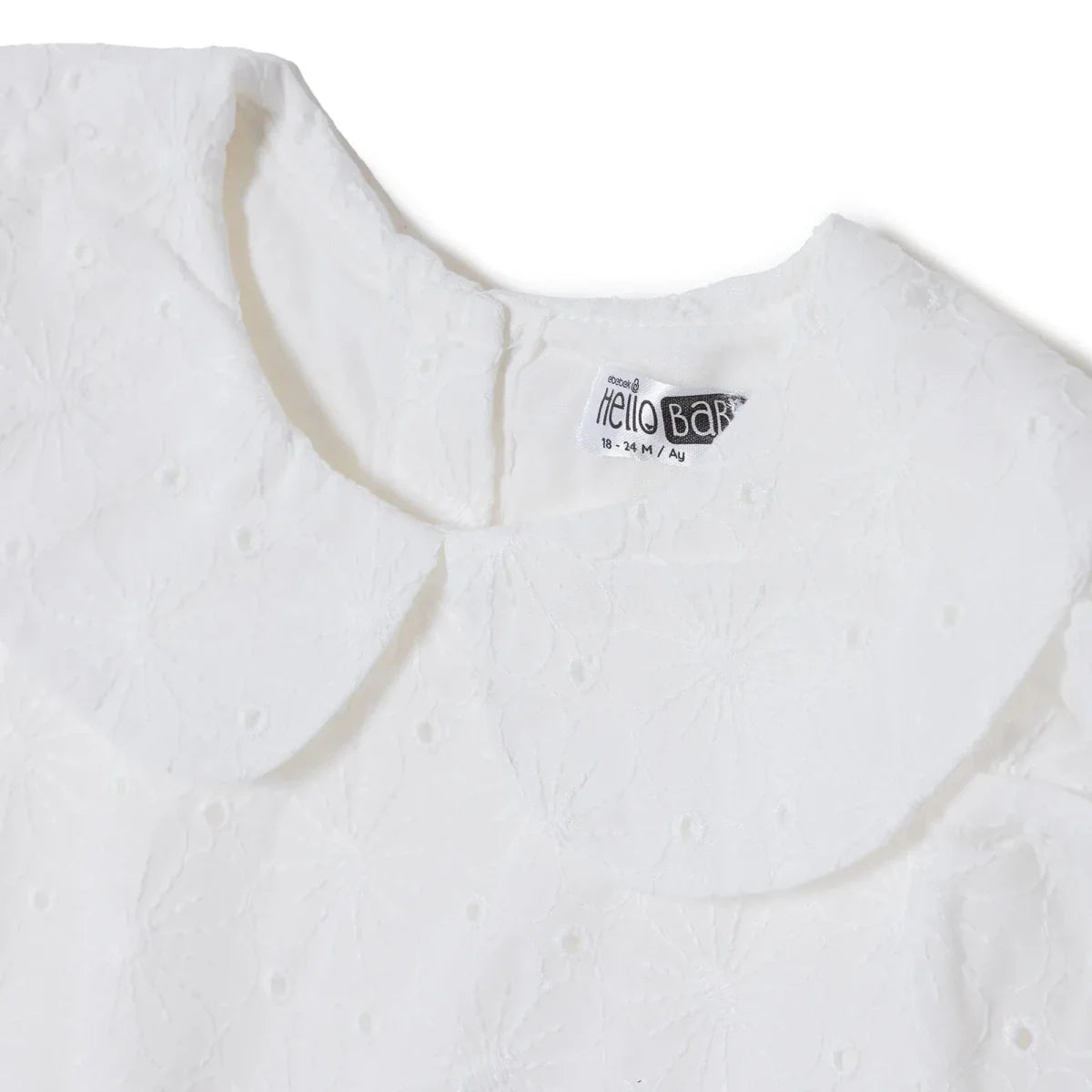 HelloBaby Girls Dress Berry Belle Peter Pan Collar Short Sleeve - White