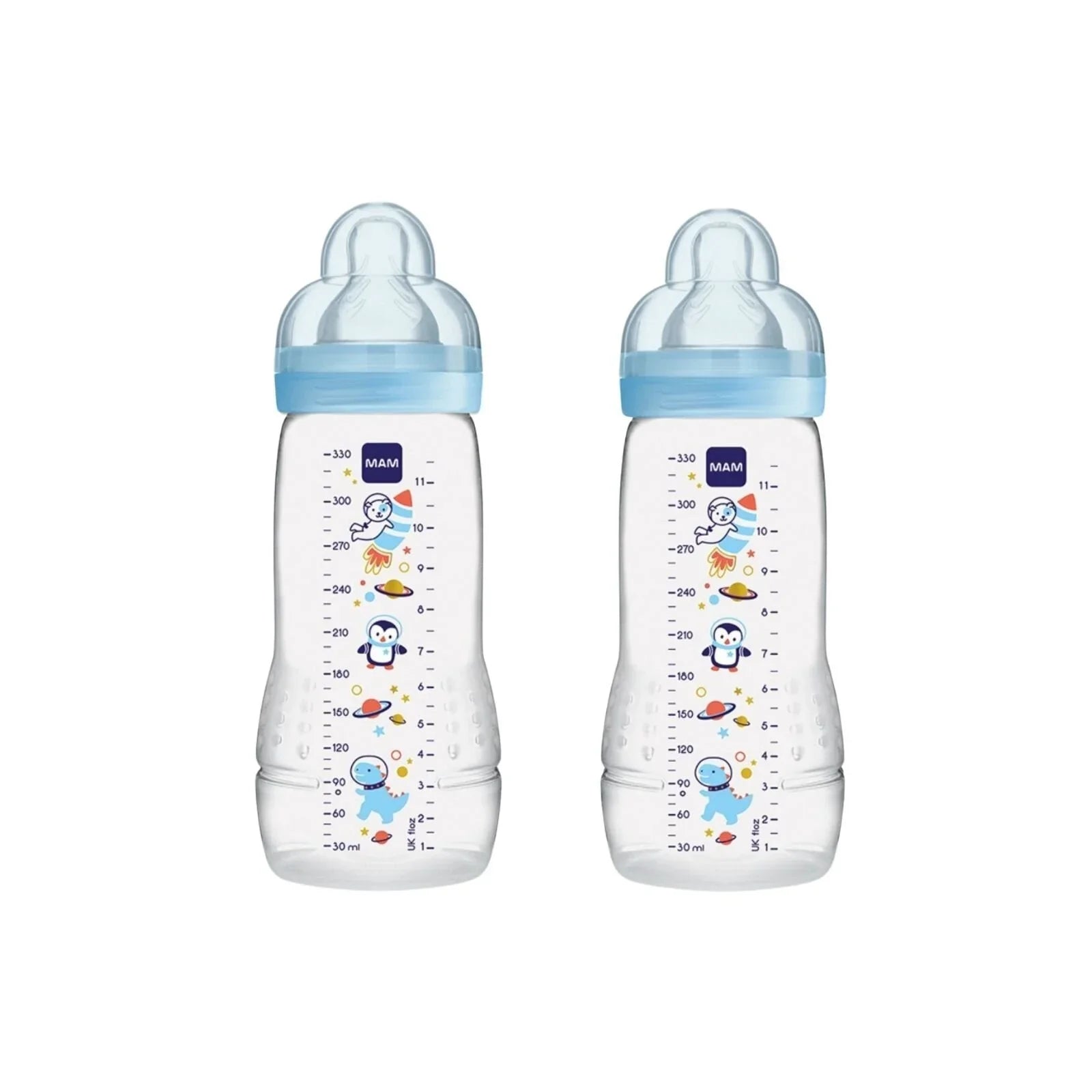 MAM Easy Active Bottle 330ml Pack of 2 - Blue Assorted