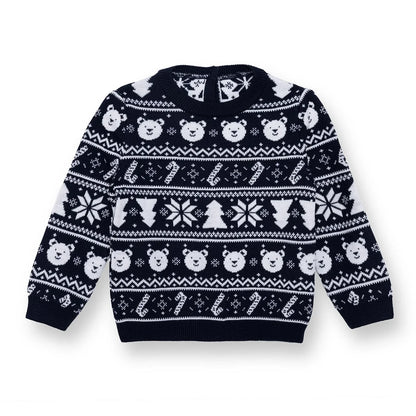 HelloBaby Christmas Baby Boy Snow Party Sweatshirt - Navy Blue