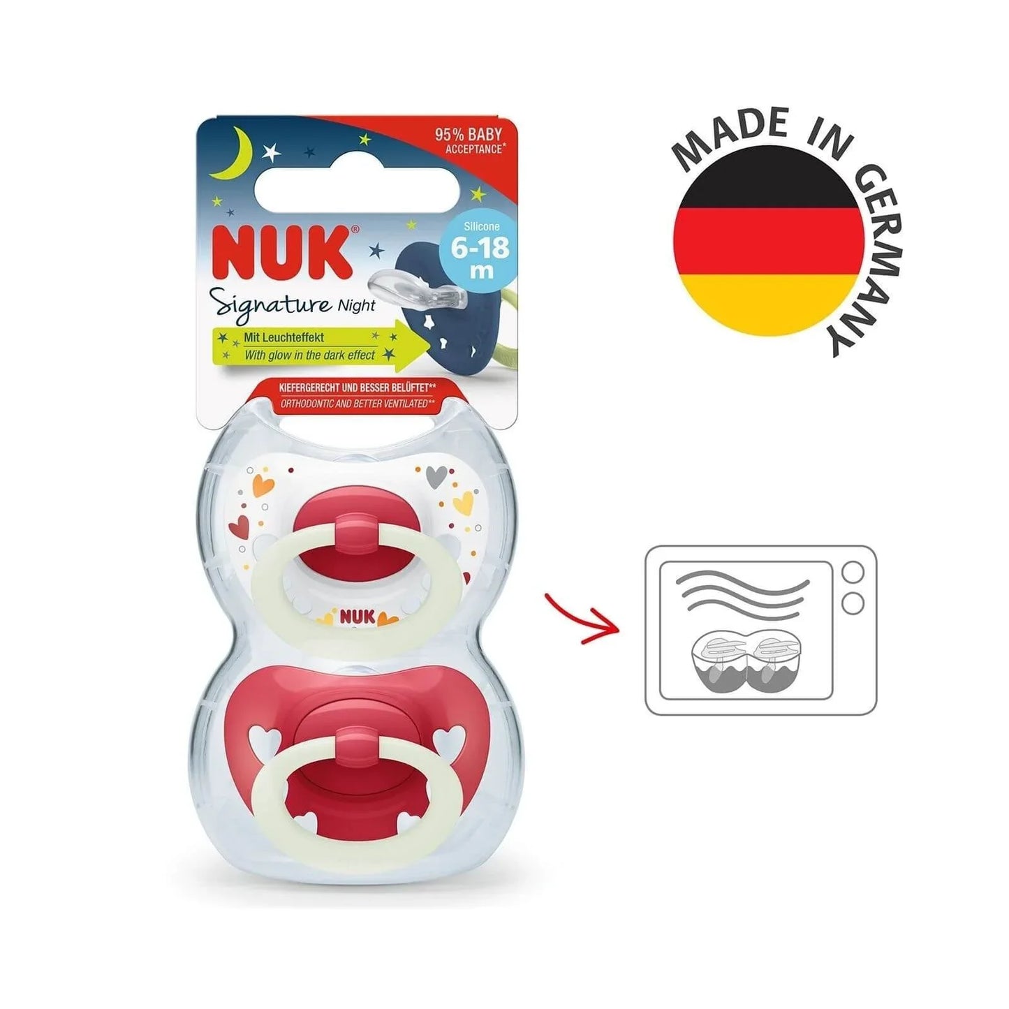 NUK Signature Night Silicone Soothers 6-18 months